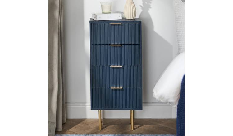 OHS Ribbed Engineered Wood 4 Drawer Unit - Navy