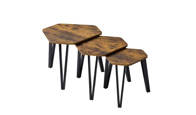 Vida Designs Brooklyn Nest of 3 Tables - Dark Wood
