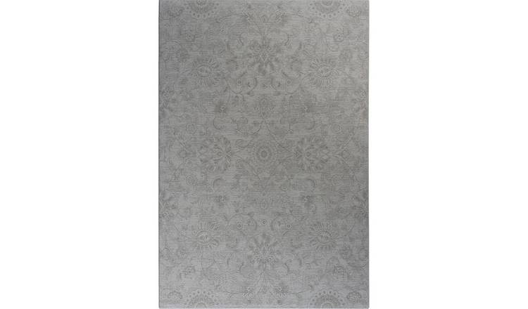 Mega Flooring Grey Modern Floral Rug - 160 x 230cm