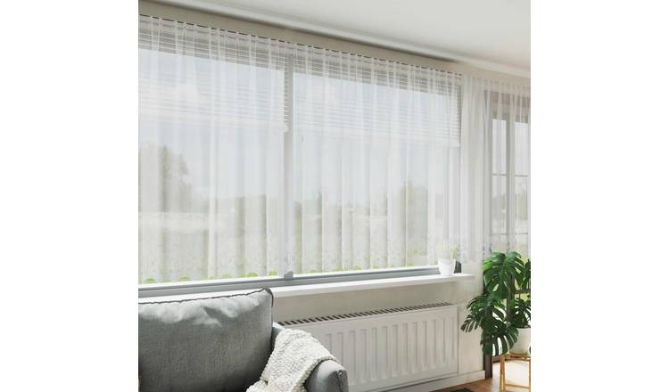 Walplus Lace Curtain - White - 180 x 400 cm