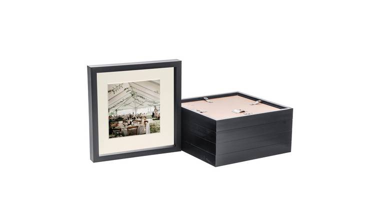 Nicola Spring 10 x 10" 3D Box Photo Frames with 6 x 6" Ivory Mount (5x) - Black