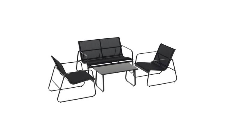 Outsunny 4 Piece Sofa Set with Double Chair for Terrace and Balcony - Black