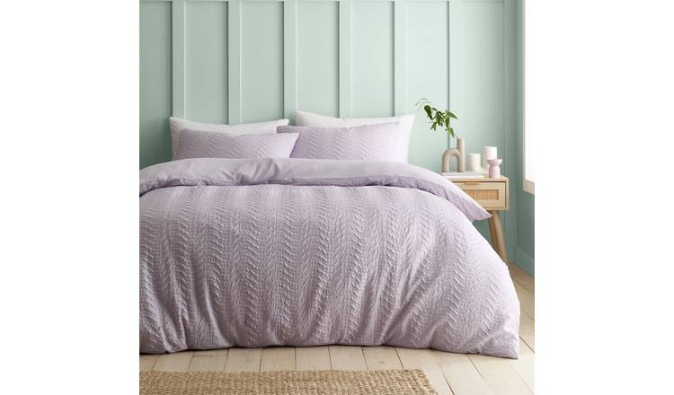 Catherine Lansfield Heatset Wave Duvet Cover Set - Super King - Lilac