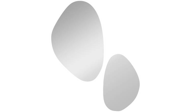 HOMCOM Set of 2 Irregular Pebble Shaped Wall Mirror - Gold