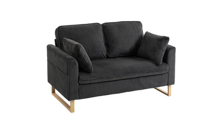 HOMCOM 2 Seater Metal Sofa with Spring Cushions - Grey