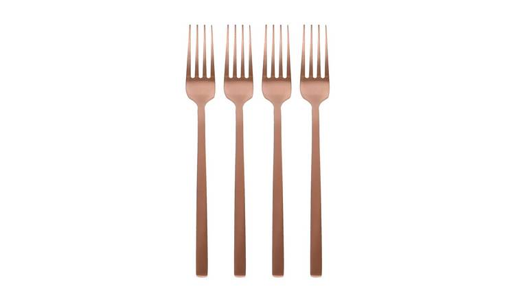 Argon Tableware Stainless Steel Dinner Forks - Copper - Pack of 4