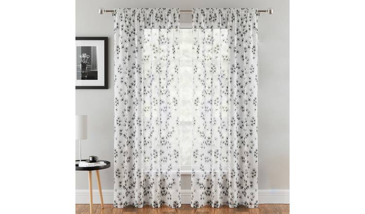 Tyrone Textiles Delila Rod Pocket Voile Panels - 140 x 183cm - Black