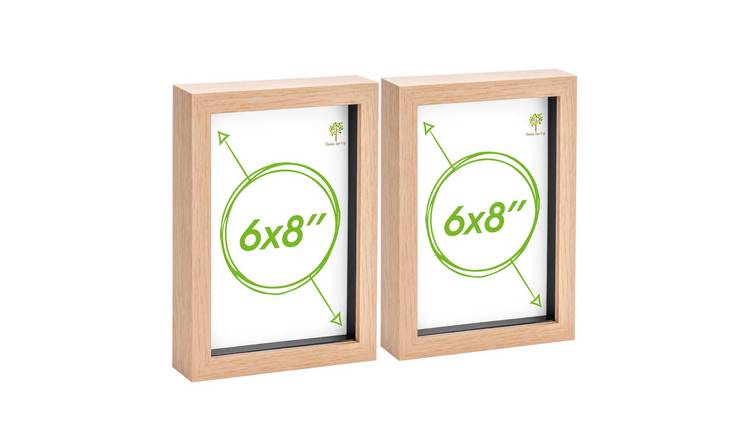 Nicola Spring 3D Box Photo Frames - 6 x 8" - Set of 2 - Light Wood