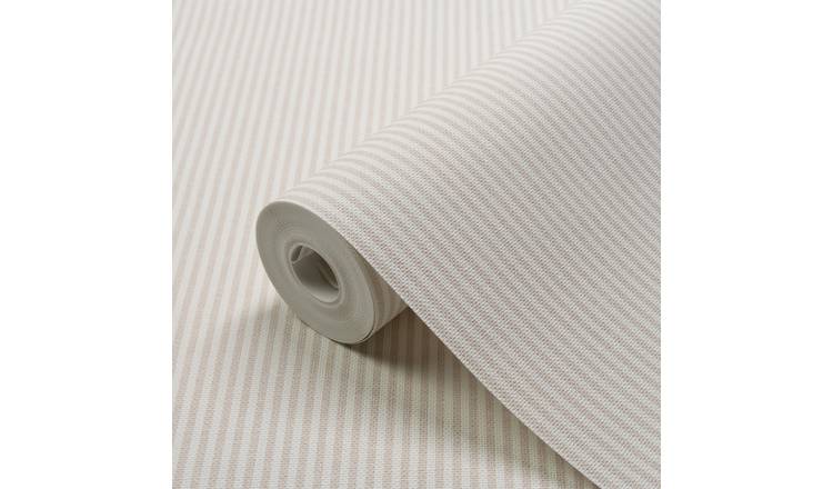 Grandeco Pinstripe Nursery Textured Wallpaper - Beige