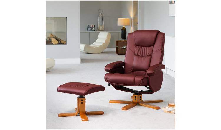 Artemis Home Severn Swivel Recliner Chair and Stool - Burgundy