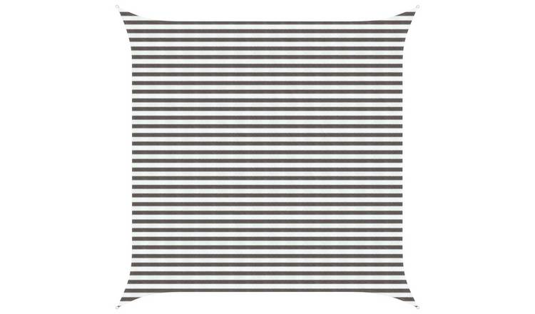Walplus Square HDPE Sun Shade Sail - Light Grey and White - 400 x 400 cm