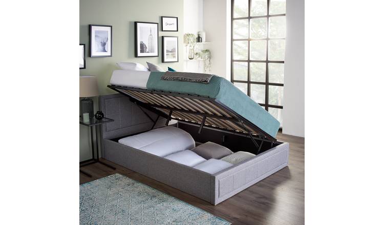 Home Treats Double 4ft6 Side Lift Ottoman Storage Bed  - Grey