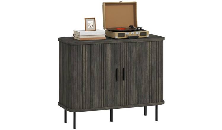 HOMCOM Modern Storage Sideboard with Sliding Doors and Steel Legs - Grey