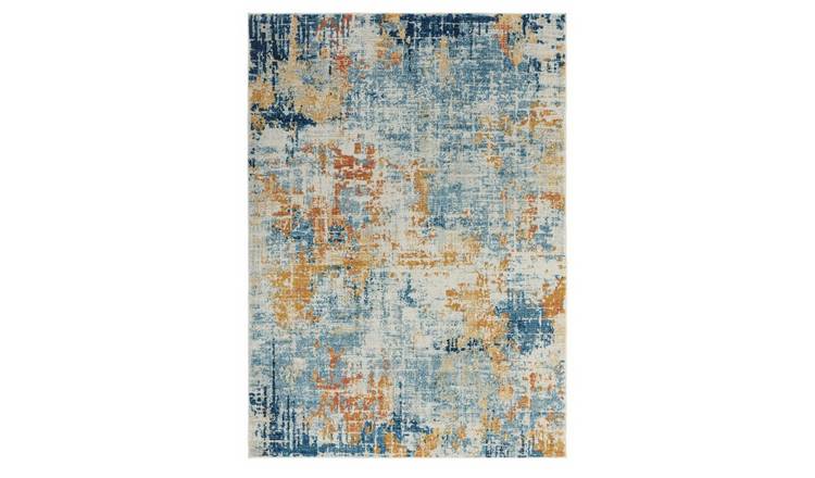 Mega Flooring Blue Modern Abstract Rug - 80 x 150cm