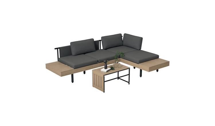 Outsunny 3 Pieces Garden Furniture Set L Shaped - Grey