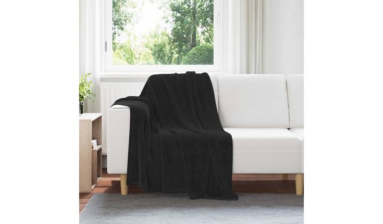 Walplus Fleece Throw Blanket - Black - 150 x 130 cm