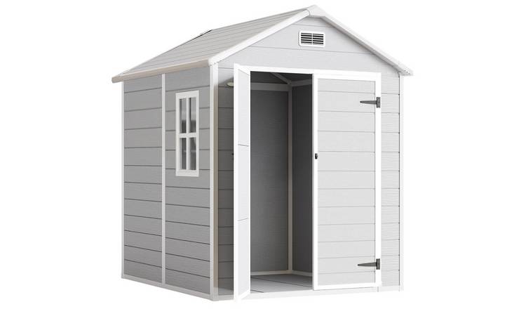Outsunny Lockable Vented Garden Shed - Light Grey