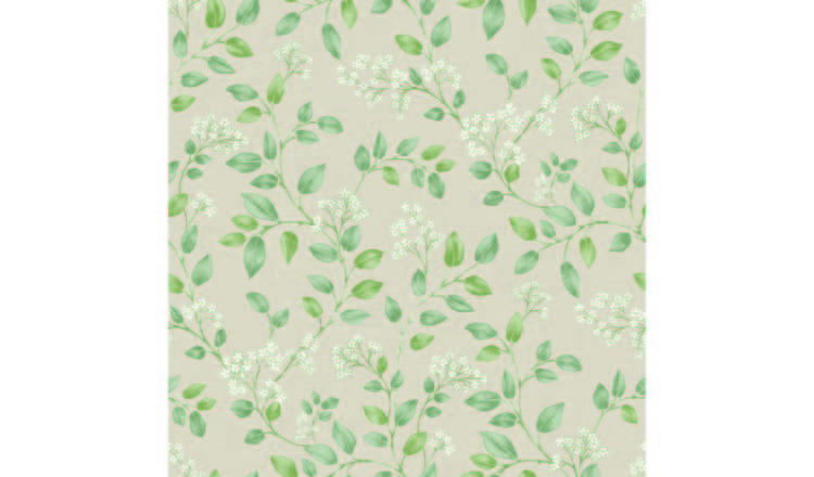 Grandeco Forget Me Not Leaf Trail Smooth Wallpaper - Neutral Green
