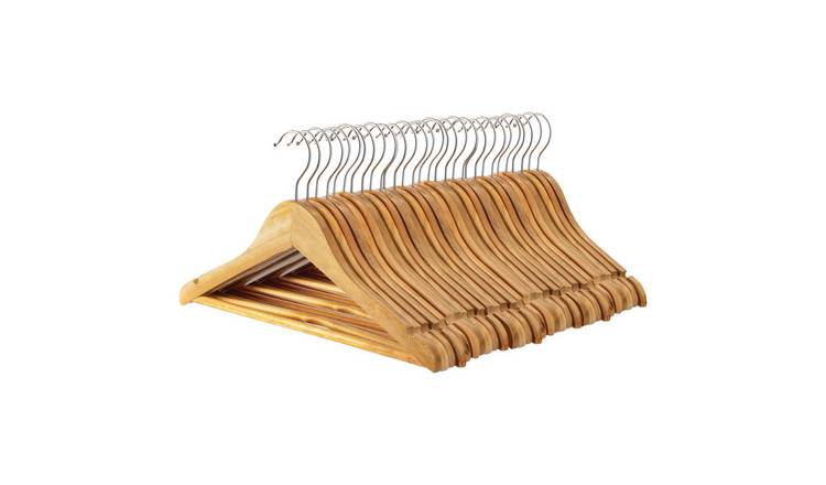 Harbour Housewares Wooden Children's Coat Hangers - Natural - Pack of 30