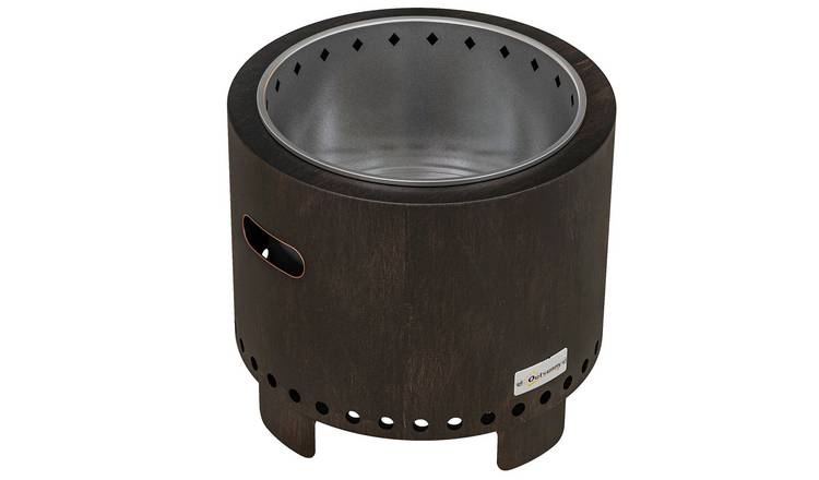 Outsunny 45cm Wood Burning Smokeless Steel Fire Pit – Black