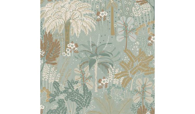 Grandeco Louan Floral Foliage Metallic Textured Wallpaper - Sage