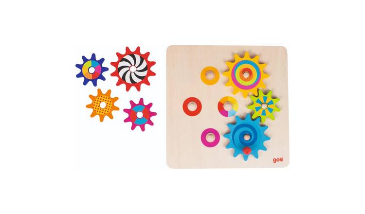 Goki Cogwheel 8 Piece Wooden Spinning Gear Puzzle