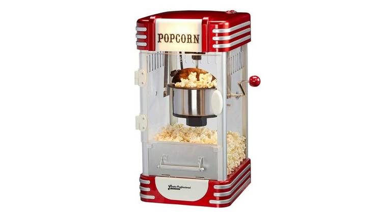 Cooks Professional Retro Popcorn Maker with Crank Handle - Red