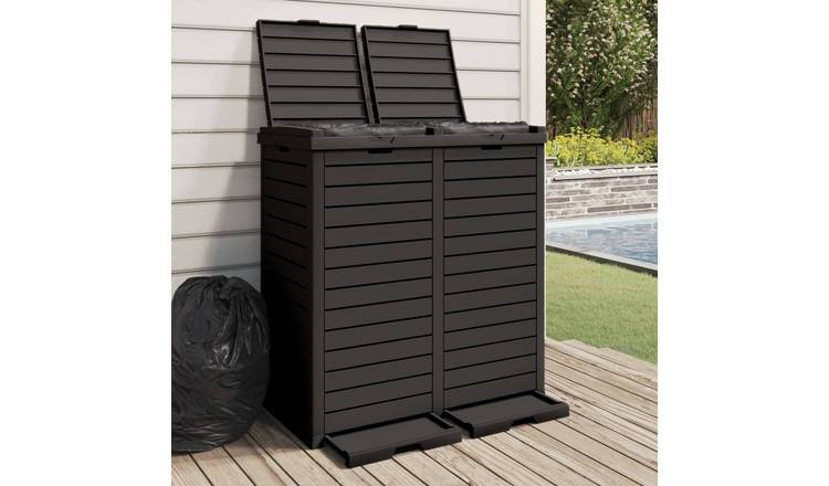 Walplus Polypropylene Outdoor Garbage Bin - Black - 78 x 41 x 86 cm