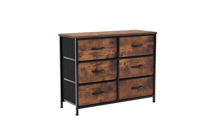Vida Designs Chorley 6 Drawer Fabric Drawer Chest - Rustic Brown