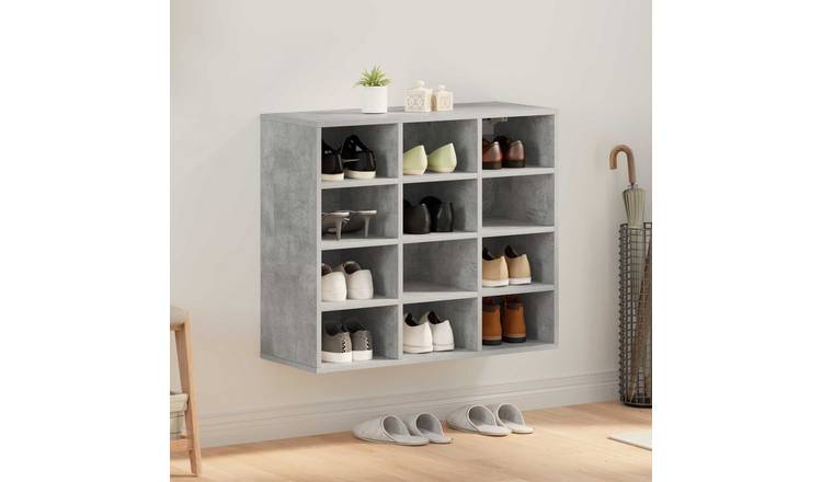 Walplus Engineered Wood Shoe Cabinet - Concrete Grey - 77.5 x 30 x 67 cm