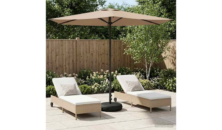 Walplus Rectangular Polyester Garden Parasol - Taupe - 269 x 269 x 228 cm