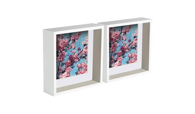 Nicola Spring 3D Deep Box Photo Frames - 8 x 8" with Mount - Set of 5 - White