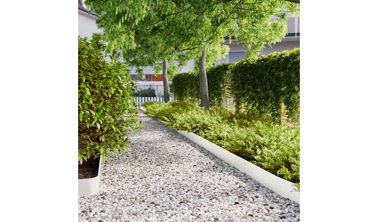 Walplus Pack of 10 Cold-rolled Steel Lawn Edgings - White - 15 x 103 cm