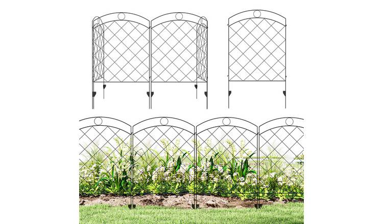 Outsunny 4 Decorative Garden Fence - Black