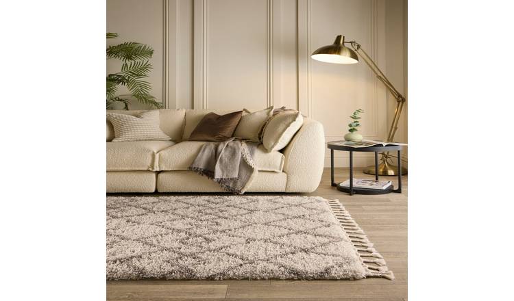 Mega Flooring White Modern Geometric Rug - 80 x 150cm