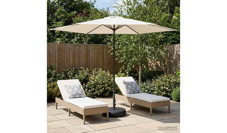 Walplus Rectangular Polyester Garden Parasol - Cream - 296 x 296 x 228 cm