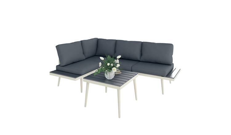 Outsunny 3 Piece Wooden Adjustable Garden Furniture Set with Cushions - Grey