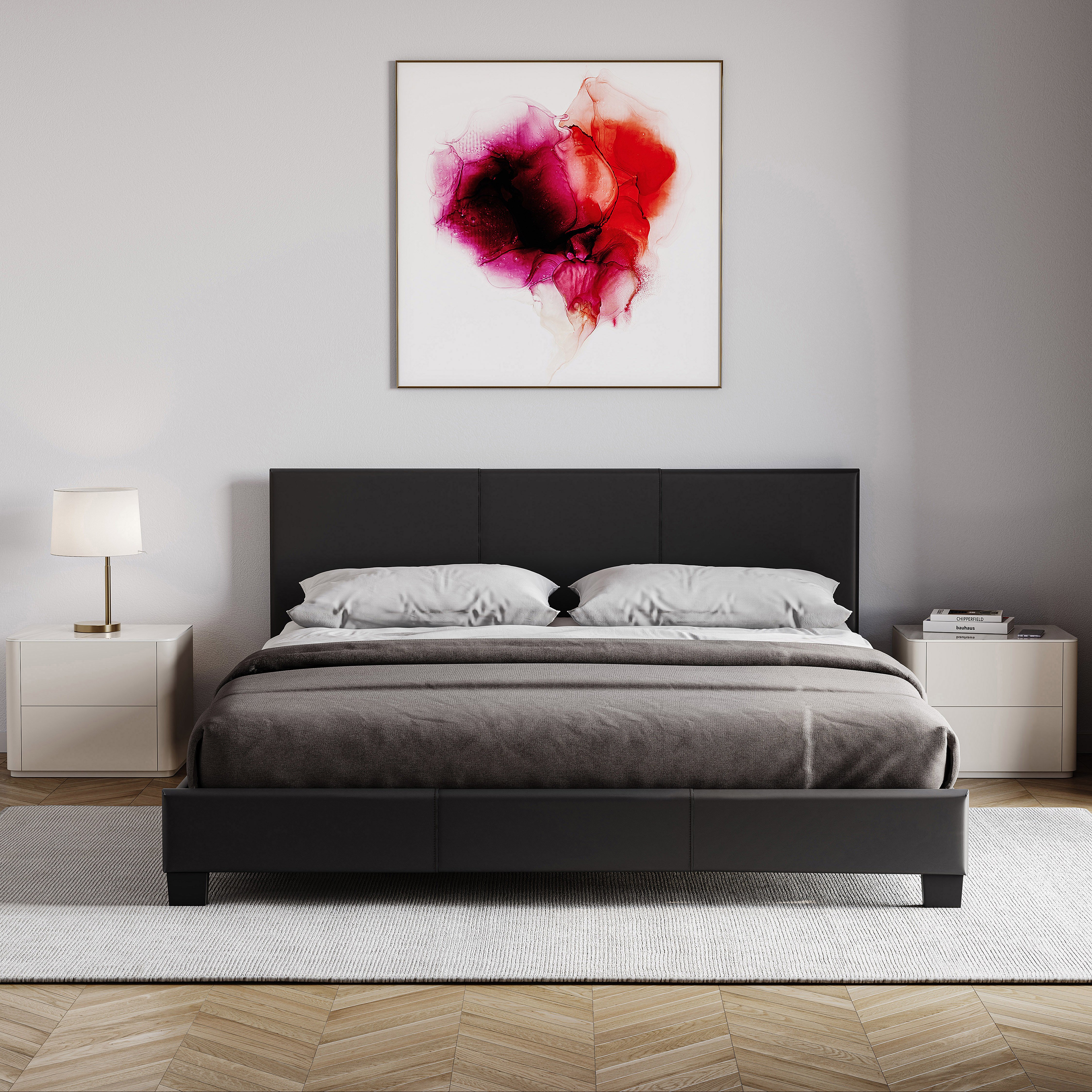 Vida Designs Lisbon Faux Leather UKFR 5ft King Size Bed Frame - Black - Image 2