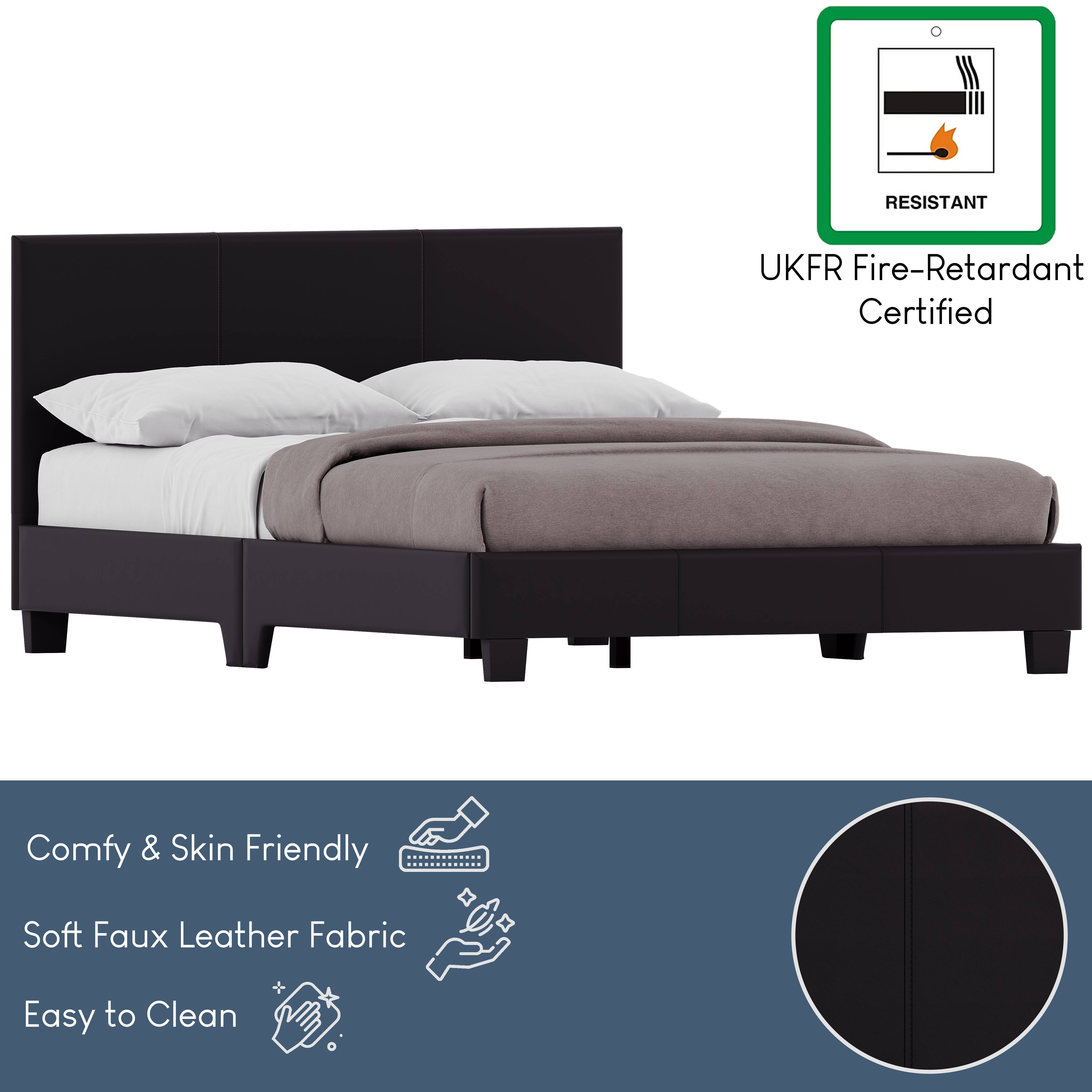 Vida Designs Lisbon Faux Leather UKFR 5ft King Size Bed Frame - Black - Image 5