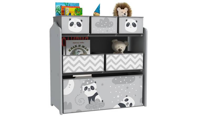 Zonekiz Kids 63 x 30 x 66cm 6 Fabric Bins Toy Storage Unit - Grey