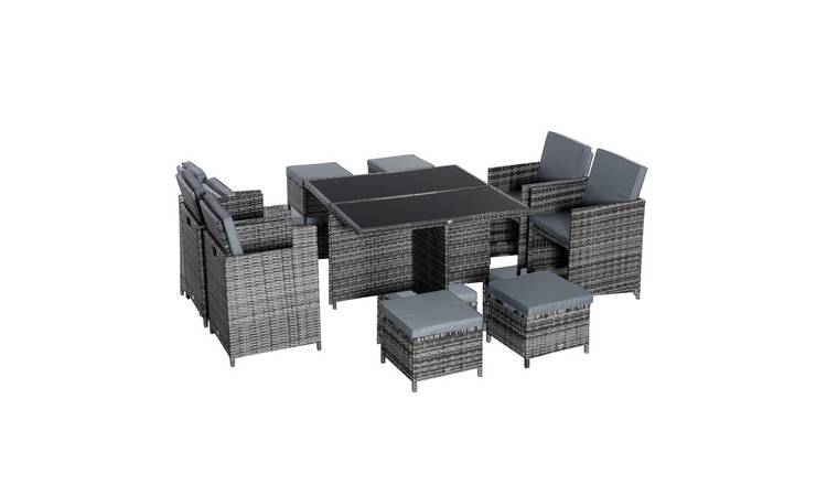 Outsunny Rattan Cube Garden Furniture Set - Grey