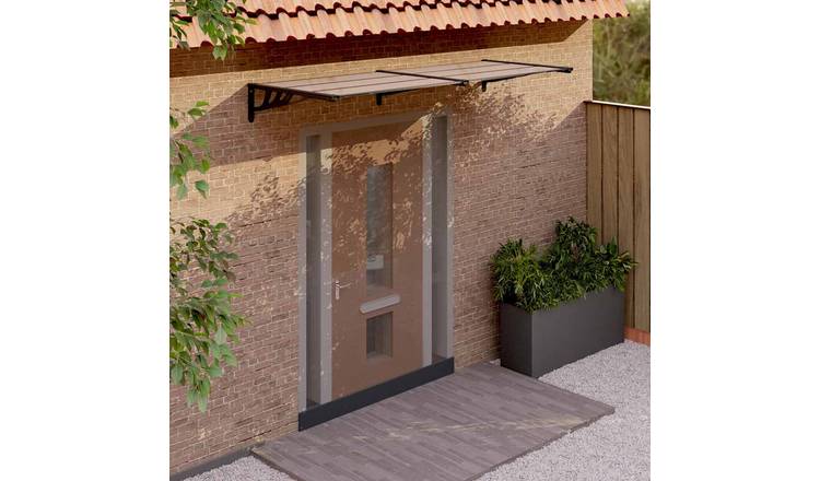 Walplus Polycarbonate Door Canopy - Black - 239 x 90 x 27.5 cm