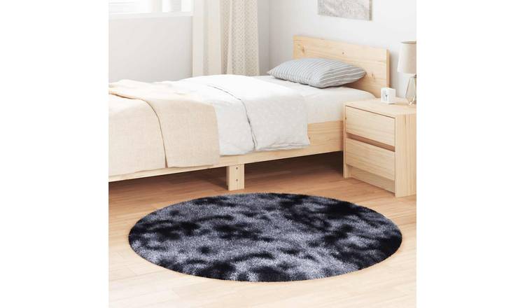 Walplus Navarra Round Polyester Rug - Dark Grey - 120 x 120cm