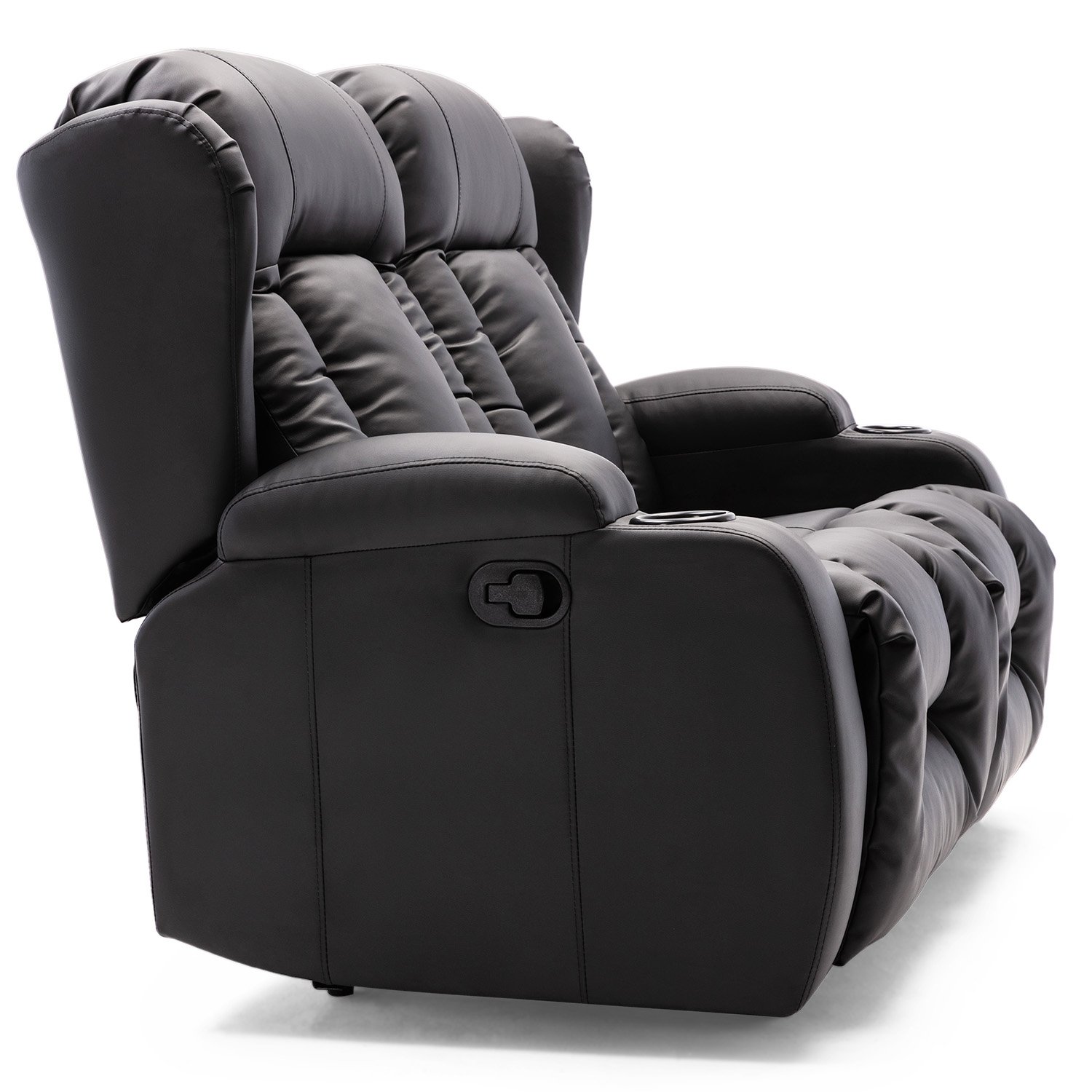 Furniture Online Caesar Manual Recliner 2 Seater Leather Sofa – Black - Image 2