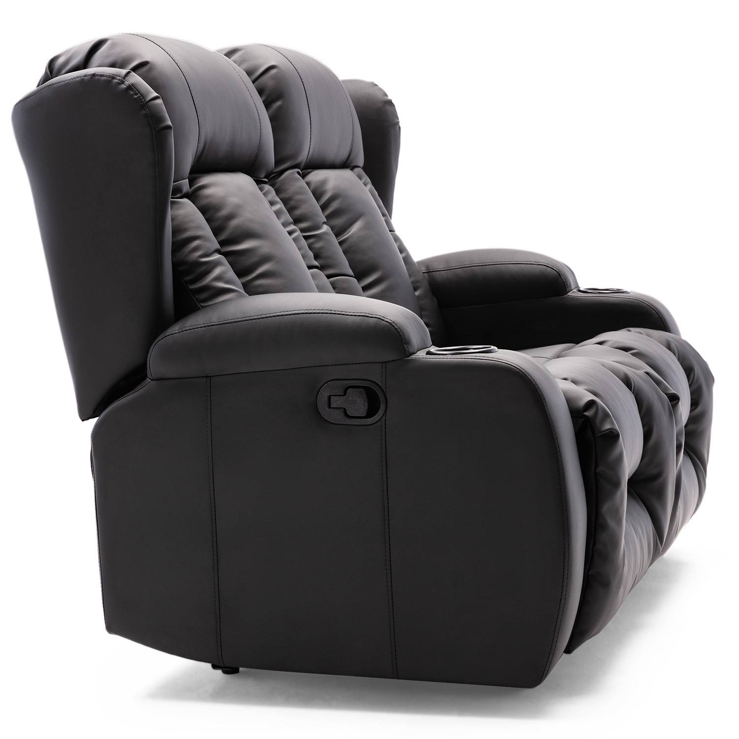 Furniture Online Caesar Manual Recliner 2 Seater Leather Sofa – Black - Image 2