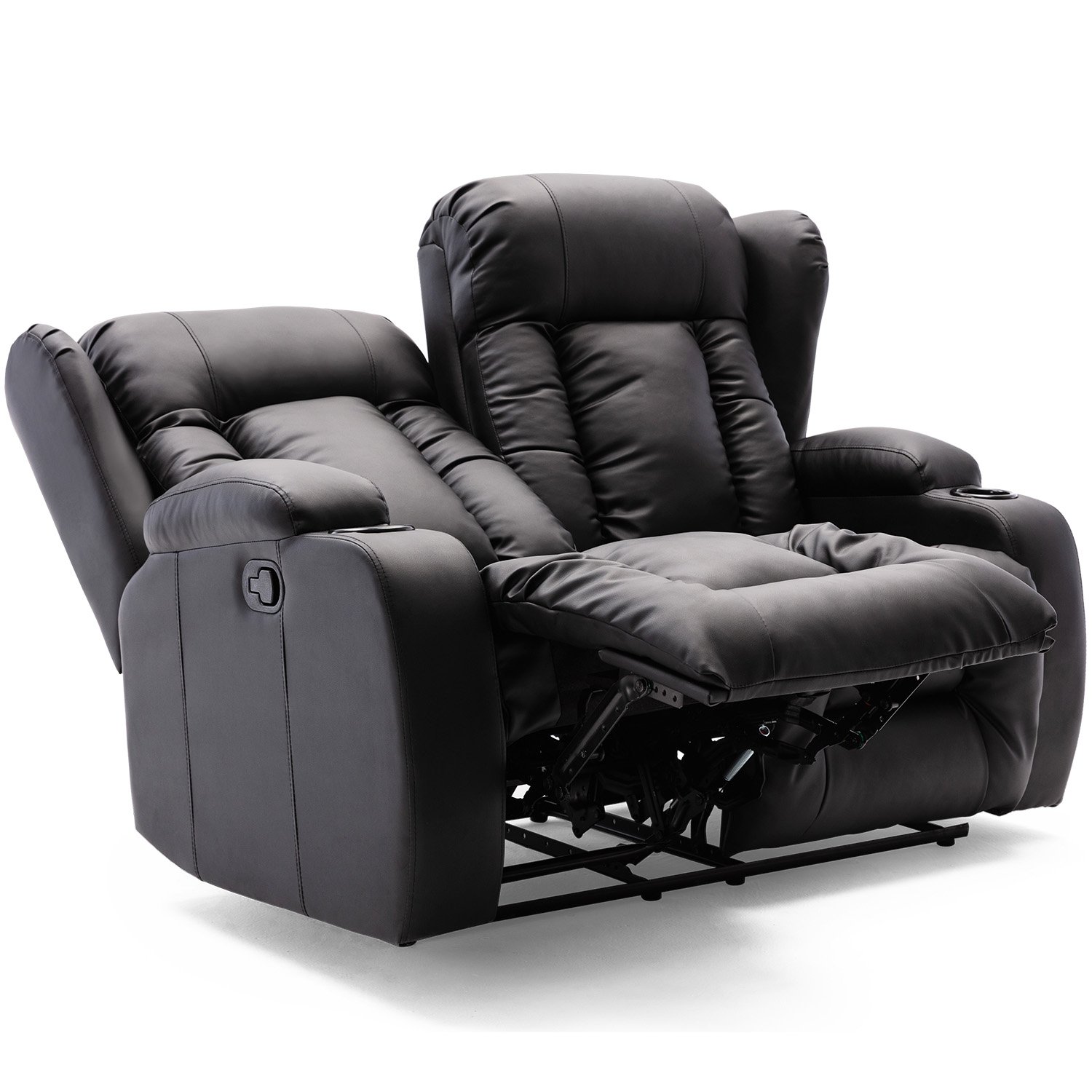 Furniture Online Caesar Manual Recliner 2 Seater Leather Sofa – Black - Image 3
