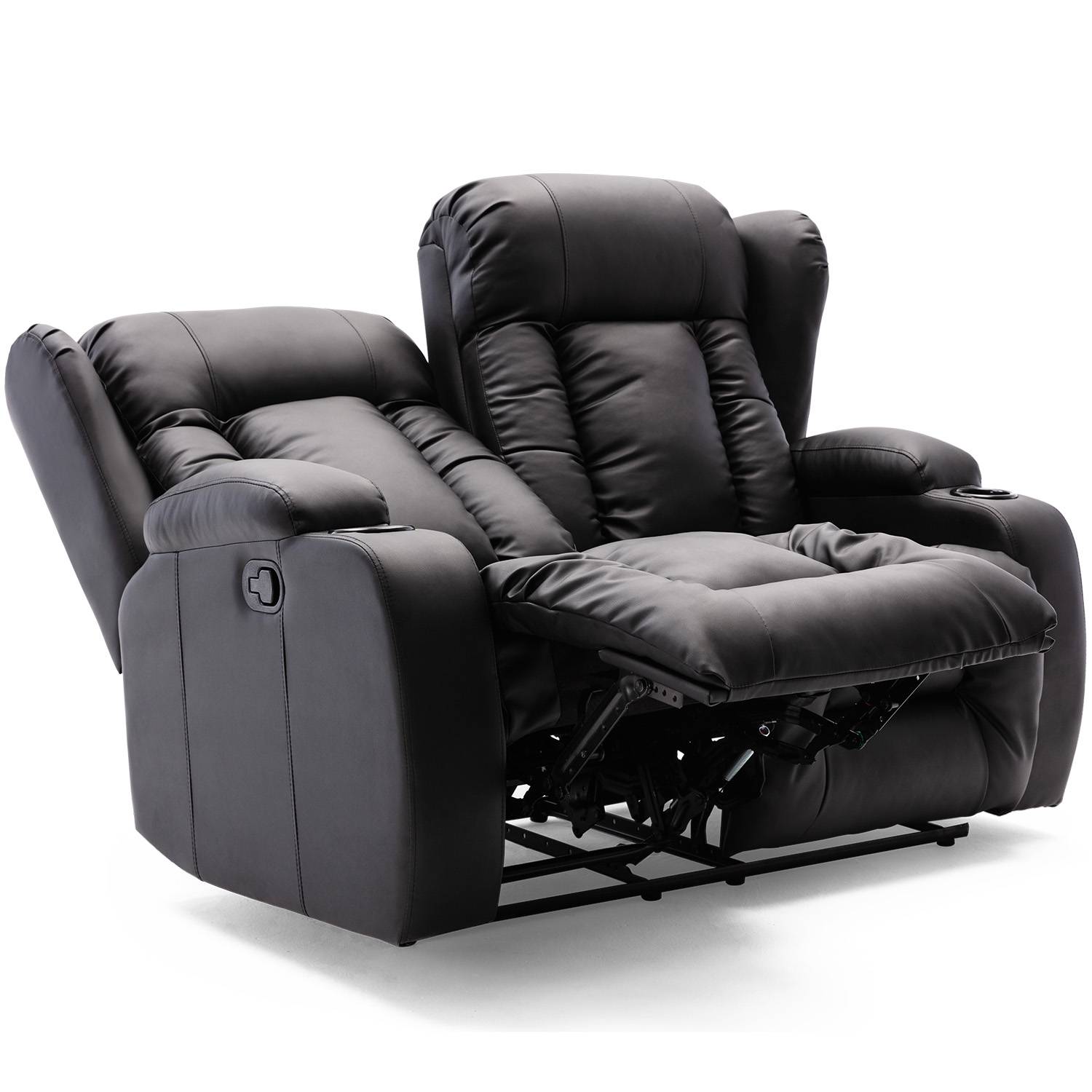 Furniture Online Caesar Manual Recliner 2 Seater Leather Sofa – Black - Image 3