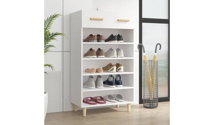 Walplus Engineered Wood Shoe Cabinet - White - 60 x 35 x 105 cm