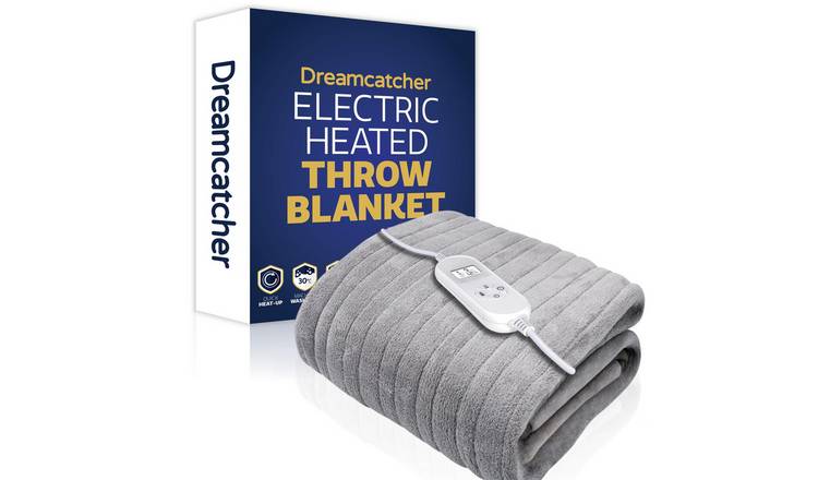 Dreamcatcher XL Microfleece Electric Heated Throw Blanket 180x130cm - Silver