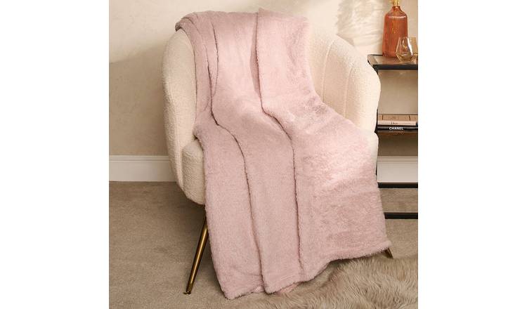 OHS Teddy Fleece Blanket Throw 125 x 150cm - Blush Pink